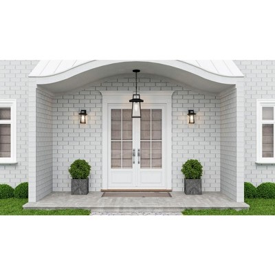 Devonport Matte Black Steel Outdoor Wall Lantern with Clear Glass