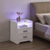 LED Night Stand with 2 Drawers, Smart End Side Table with LED Lights and Glass Top, Modern Bedside Table with Open Storage - 4 of 4