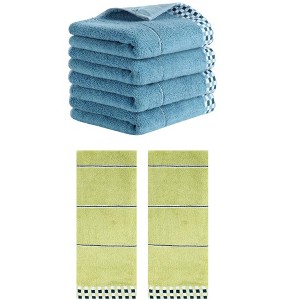 REGALWOVEN Striped Checked Print Absorbent Soft Decorative Hand Towel 14" x 30" - 1 of 4