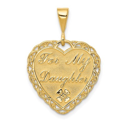 Black Bow Jewelry 14k Yellow Gold For My Daughter Heart Pendant, 20mm