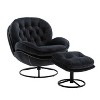CAVINAS Modern Velvet Accent Chair with Ottoman, Armless Upholstered Lounge Chair with Black Metal Legs for Living Room or Bedroom - 4 of 4