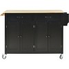 Multi-Functional Kitchen Island Cart with 2 Drawers, 4 Doors, Spice Racks & 5 Wheels, Rolling Storage Cabinet for Kitchen or Dining-The Pop Home - 3 of 4