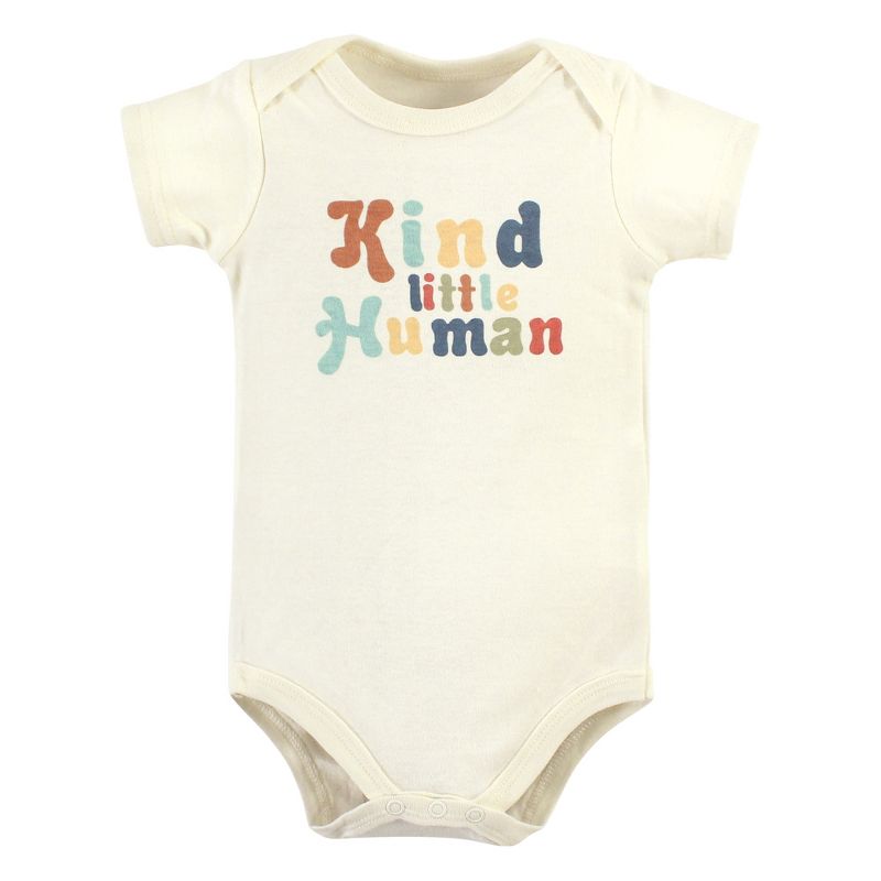 Hudson Baby Cotton Bodysuits, Kind Human 5 Pack, 3 of 8