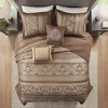 Gulches 5 Piece Queen Reversible Jacquard Bedspread Set,Brown/Gold - 4 of 4