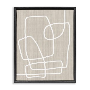 Stupell Industries Contemporary White Line Shapes Minimal Grain Design Floating Frame Canvas Art, Black, 17" x 21" - 1 of 4