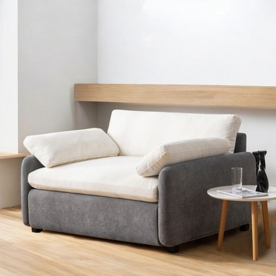 Mshliw 50" Oversized Chenille Single Sofa Chair, Lounge Armchair with Extra-Wide & Deep Seat, Comfy Upholstered Couch with Pillows for Living Room