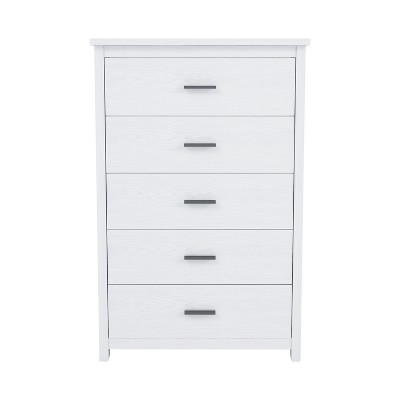 Gulches Nightstand, 47 Inch High, with White Finish, Country Style, 5 Drawers Included