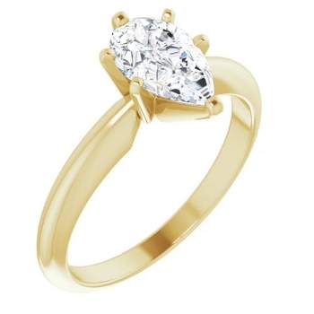 Pompeii3 1/3Ct Solitaire Pear Shape Diamond Engagement Ring in 14k White or Yellow Gold