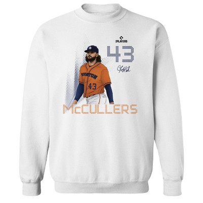MLBPA Men's Mccullers Pw Licensed Mlb Lance Mccullers Houston Astros Signature 43  Long Sleeve Graphic Cotton Pullover Sweatshirt - White S