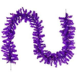 Northlight Pre-Lit Artificial Pine Christmas Garland - 9' - Purple - Clear Lights - 1 of 4