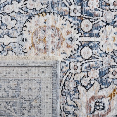 Ivory and Gray Synthetic Oriental Area Rug