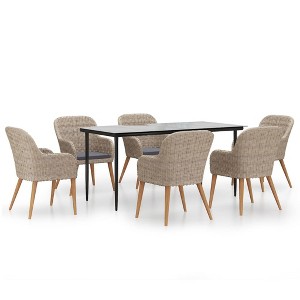vidaXL Patio Dining Set Outdoor Dining Set Table and Chair Set for Garden - Brown 63" Table Length 6 Chairs - 1 of 4