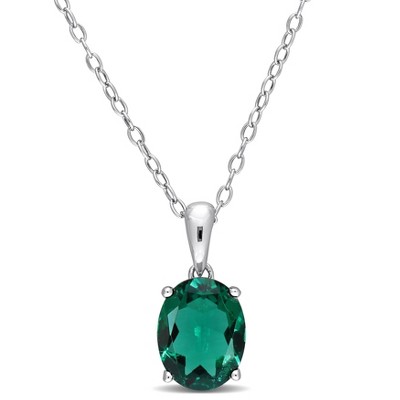 EVERLY JEWELRY | Sterling Silver Pendant with Gemstone and Created Gemstone – Multiple Stone Options