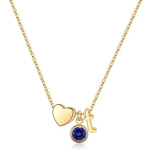 Turandoss 18K Gold Initial Heart Necklace for Women Girls - December Tanzanite Birthstone Pendant Necklace, Jewelry for Women, Birthday Gifts, 16+2In - 1 of 4