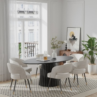 Dovelina 3 Color Options 67in Oval Dining Table for 6 People