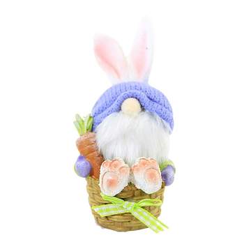 Easter Gnome Bunny Figurine  -  One Figurine 4.5 Inches -  Basket Rabbit  -   -  Polyresin  -  Multicolored