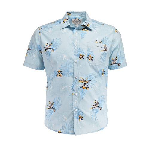 Burnside Men's Cotton Aloha Floral Hawaiian Print Shirt | Light Blue ...