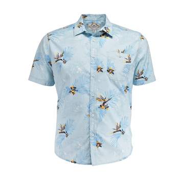 Burnside Men's Cotton Aloha Hawaiian Print Shirt | Light Blue