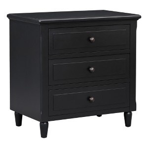 TiramisuBest Embrace sophisticated organization with a contemporary bedside cabinet featuring three robust drawers, offering ample s - 1 of 4