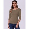 INSPIRE CHIC Women's Classic Solid Elbow Sleeves Round Neck Slim Fit T-Shirts - 3 of 4