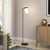 Hudson and Canal 60" Tall Floor Lamp with Fabric Shade White/Blackened Bronze: Metal Base, Polyester Cylinder Shade, UL Listed - 4 of 4
