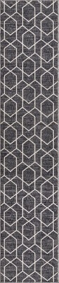 Charcoal Gray Trellis Synthetic Stain-Resistant Runner Rug