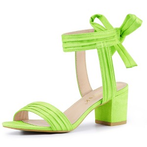Allegra K Women's Back to College Open Toe Ankle Tie Back Block Heels Sandals - 1 of 4