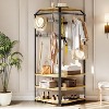 Corner Coat Rack With Shoe Bench and 6 Double Hooks, Corner Hall Tree - Clothes Rack With Storage Hall Tree With Organizer Shelf - 3 of 4