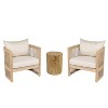 Christopher Knight Home Capheny Boho Patio 3 Piece Acacia Wood Woven Rope Chat Set with Lightweight Concrete Side Table - 2 of 4