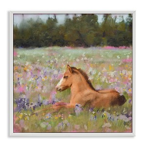 Stupell Industries Foal Horse Lounging Flower Meadow, 24" x 24" - 1 of 4