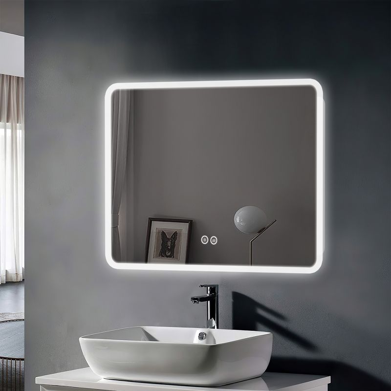 Neutypechic Modern Rectangular Bathroom Vanity Mirror with LED Lights Anti-fog Wall Mirror - 39"x32", 2 of 7