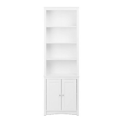 80" 2 Shaker with Tall Bookshelf Doors White - Prepac: Laminated Composite, 6-Shelf Storage