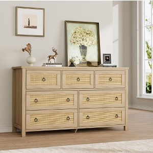 Rattan Dresser with Drawers, Chest of Drawers for Bedroom and Living Room - 1 of 4