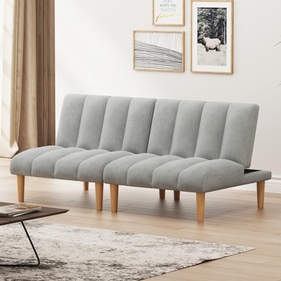2-Seater Corduroy Futon Sofa Bed with Adjustable Backrest,Multi-Position Recliner,Convertible Loveseat for Small Spaces Apartments