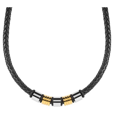 Men's Crucible Two-Tone Braided Leather Beaded Necklace