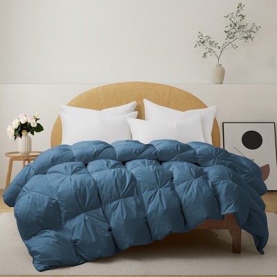 Peace Nest All Season White Goose Feather Down Gusseted Comforter 100% Cotton Cover with Pintuck Pleat