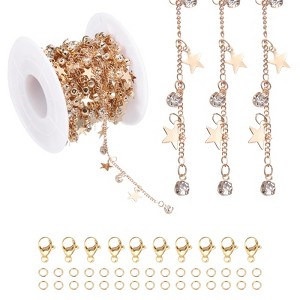 Unique Bargains Copper Jewelry Making Lobster Clap Star Rhinestone Chain 16.4ft 1 Roll - 1 of 4