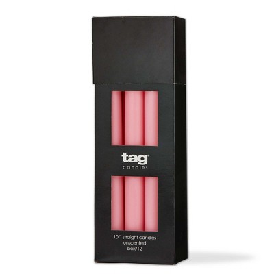 tag Color Studio 10" Straight Taper Unscented Smokeless Paraffin Wax Candle Pink, Burn Time 10 hrs. Sold in Units of 1