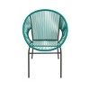 Modern Patio Polyethylene Rattan Trumpet Chair Set of 2,Outdoor Patio Club Chair with Iron Frame,Curved Back Armless Accent Chair-Coolbibila - 3 of 4