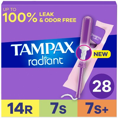 Tampax Radiant Triple Pack Regular/Super/Super Plus Absorbency Tampons Trio - Unscented - 28ct