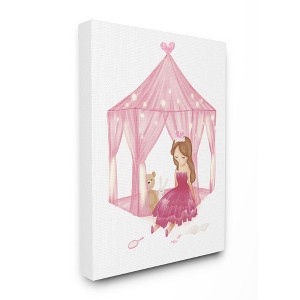 Stupell Industries Girl's Playroom Princess Doll Stuffed Animal Illustration Gallery Wrapped Canvas Wall Art, 16 x 20 - 1 of 4