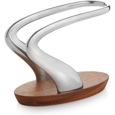 Nambe Lupo Napkin Holder, Acacia Base and Alloy Holder