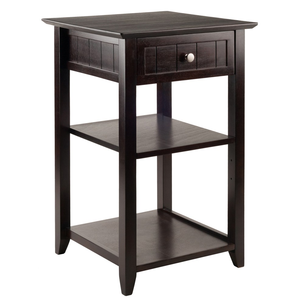Burke Printer Stand Coffee Finish - Winsome: Wood Composite Office Cabinets, 2 Shelves, 1 Drawer