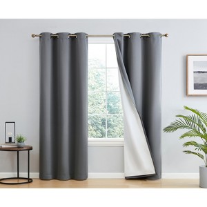 HLC.ME Dakota 100% Blackout Thick Thermal Insulated Energy Efficient Heat Blocking Curtains Grommet Panels, Set of 2 - 1 of 4