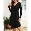 Women’s Maternity Dress Long Sleeve Casual T-Shirt Dress V Neck Button Tie Waist Drawstring Irregular Hem Tunic Shift Midi Dress - 2 of 4