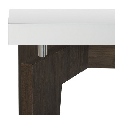 White and Dark Brown Lacquered Wood Console Table with Storage