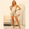 cheibear Women's Satin Lounge Sleeveless Soft Lingerie Cami Tops with Shorts Ruffled Pajamas Sets - 2 of 4