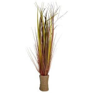 Northlight 34" Red Artificial Grass Plant in a Rope Pot - 1 of 4