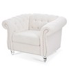 CAVINAS PU Leather Accent Chair with Button Tufted Back and Birch Wooden Legs,Upholstered Living Room Chairs,Reading Chairs for Living Room - 2 of 4