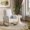 Nursery Rocking Chair, Comfy Upholstered Glider Rocker Armchair with High Back and Side Pocket for Living Room Bedroom - 3 of 4